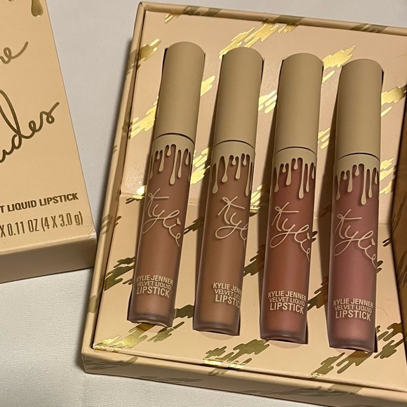 Kylie velvet liquid lipsticks in nudes.